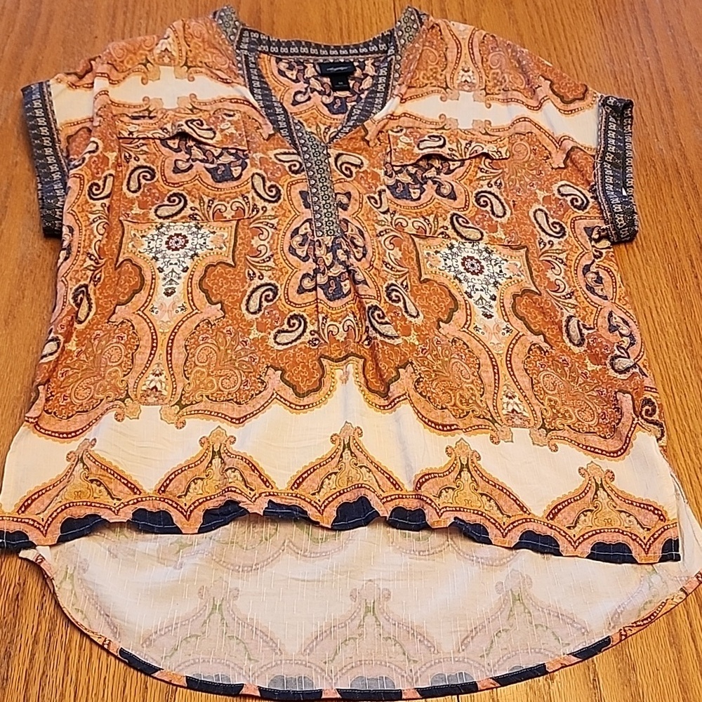 Daytrip Women's Blouse with Paisley Design in Cream and Brown - Picture 10 of 10